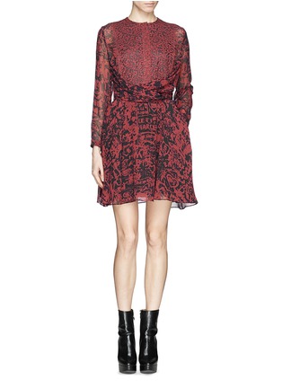 Main View - Click To Enlarge - CARVEN - Engraving print wrap front silk dress