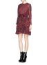 Figure View - Click To Enlarge - CARVEN - Engraving print wrap front silk dress