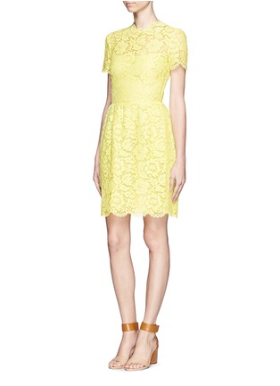 Front View - Click To Enlarge - VALENTINO GARAVANI - Lace overlay pleated front dress