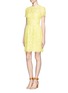 Front View - Click To Enlarge - VALENTINO GARAVANI - Lace overlay pleated front dress