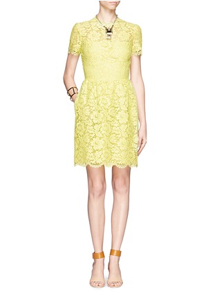 Figure View - Click To Enlarge - VALENTINO GARAVANI - Lace overlay pleated front dress