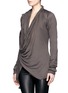 Front View - Click To Enlarge - RICK OWENS LILIES - Drape scarf long-sleeve jacket