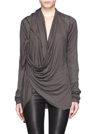 Main View - Click To Enlarge - RICK OWENS LILIES - Drape scarf long-sleeve jacket