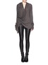 Figure View - Click To Enlarge - RICK OWENS LILIES - Drape scarf long-sleeve jacket