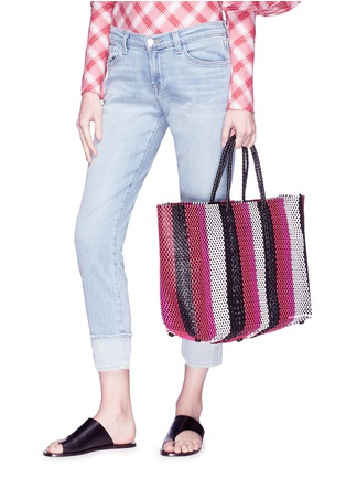 Figure View - Click To Enlarge - TRUSS - Large stripe woven PVC tote