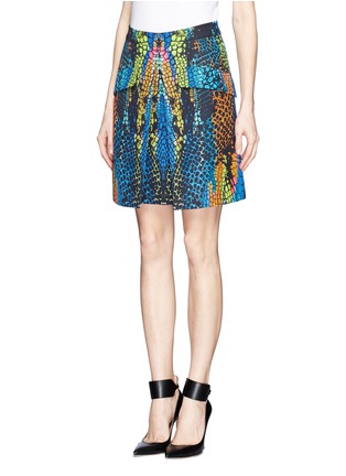 Front View - Click To Enlarge - MC Q - Rainbow crocodile print A-line skirt