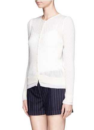 Front View - Click To Enlarge - ALEXANDER MCQUEEN - Wool-silk open knit cardigan