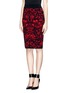 Front View - Click To Enlarge - ALEXANDER MCQUEEN - Rose jacquard wool-silk skirt