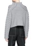 Back View - Click To Enlarge - CHRIS RAN LIN - Cable knit panel wool sweater
