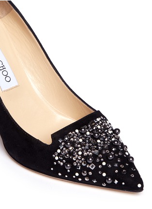 Detail View - Click To Enlarge - JIMMY CHOO - 'Alia' jewelled suede pumps