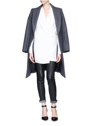 Figure View - Click To Enlarge - HELMUT LANG - 'Fold Over Drape' wrap front blouse