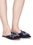 Figure View - Click To Enlarge - FIGUE SHOES - Stripe tassel suede slides
