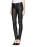 Front View - Click To Enlarge - HELMUT LANG - Leather combo stretch jeans