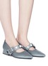 Figure View - Click To Enlarge - YUUL YIE - Faux pearl leather strap satin Mary Jane pumps