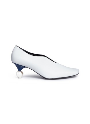 Main View - Click To Enlarge - YUUL YIE - Faux pearl heel colourblock choked-up leather pumps