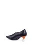 Detail View - Click To Enlarge - YUUL YIE - Faux pearl heel colourblock choked-up leather pumps