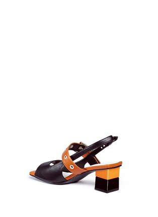 Detail View - Click To Enlarge - YUUL YIE - Colourblock eyelet strap leather slingback pumps