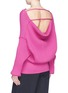 Back View - Click To Enlarge - AALTO - Mix appliqué drape open back rib knit sweater