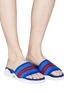 Figure View - Click To Enlarge - STELLA MCCARTNEY - Stripe faux suede slide sandals