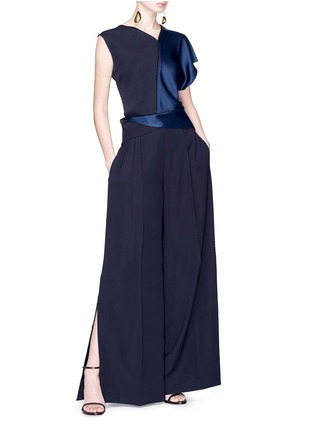 Figure View - Click To Enlarge - ADEAM - Asymmetric satin panel crepe top