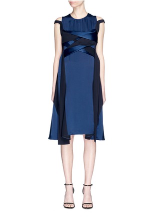 Main View - Click To Enlarge - ADEAM - Twist scarf front crepe panel satin dress