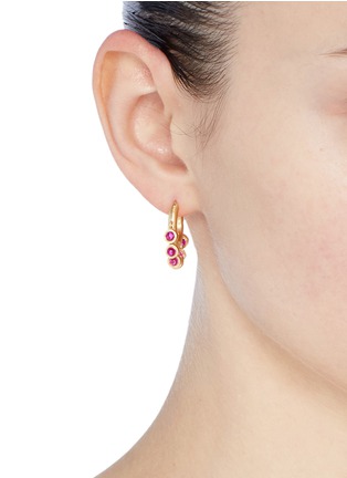 Figure View - Click To Enlarge - ELIZABETH AND JAMES - 'Ansley' ruby fringe hoop earrings