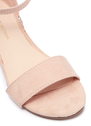 Detail View - Click To Enlarge - STUART WEITZMAN - 'Penelope' glitter heel ankle strap kids sandals