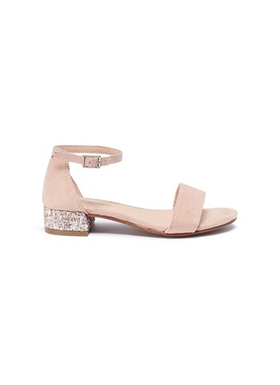 Main View - Click To Enlarge - STUART WEITZMAN - 'Penelope' glitter heel ankle strap kids sandals