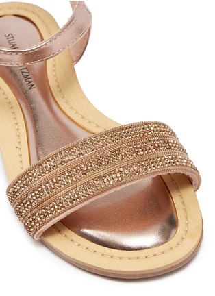 Detail View - Click To Enlarge - STUART WEITZMAN - 'Camia' strass metallic leather kids sandals