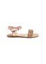 Main View - Click To Enlarge - STUART WEITZMAN - 'Camia' strass metallic leather kids sandals