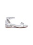 Main View - Click To Enlarge - STUART WEITZMAN - 'Penelope' glitter heel ankle strap metallic kids sandals