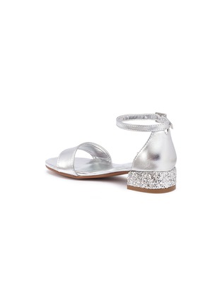 Figure View - Click To Enlarge - STUART WEITZMAN - 'Penelope' glitter heel ankle strap metallic kids sandals