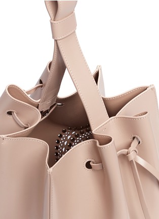 Detail View - Click To Enlarge - ALAÏA - 'Vienne' small stud geometric lasercut leather bucket bag
