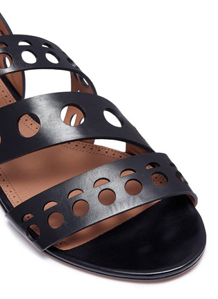 Detail View - Click To Enlarge - ALAÏA - Detachable ankle strap lasercut leather sandals