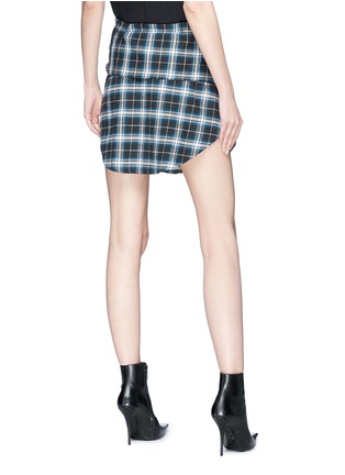 Back View - Click To Enlarge - ADAPTATION - Sleeve tie check plaid flannel mini skirt