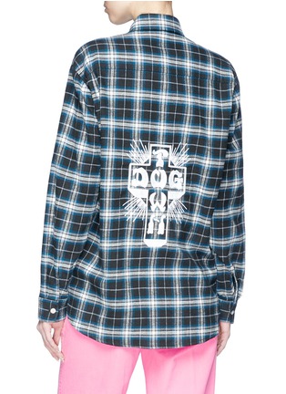 Back View - Click To Enlarge - ADAPTATION - x Dogtown logo embroidered check plaid flannel shirt