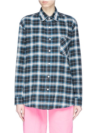 Main View - Click To Enlarge - ADAPTATION - x Dogtown logo embroidered check plaid flannel shirt