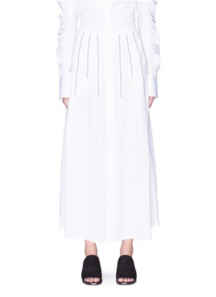 Main View - Click To Enlarge - GABRIELA HEARST - 'Joanne' contrast stitch linen skirt