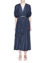 Main View - Click To Enlarge - GABRIELA HEARST - 'Winston' chain cutout trim ruched silk satin dress