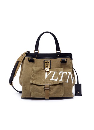 Main View - Click To Enlarge - VALENTINO GARAVANI - 'Joylock' logo print canvas and leather bag