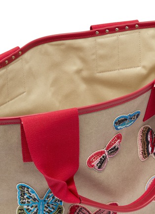 Detail View - Click To Enlarge - VALENTINO GARAVANI - Beaded butterfly patch small canvas tote