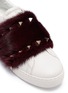 Detail View - Click To Enlarge - VALENTINO GARAVANI - Rockstud mink fur patch leather sneakers