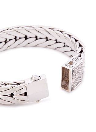 Detail View - Click To Enlarge - JOHN HARDY - Diamond silver medium weave effect link chain bracelet