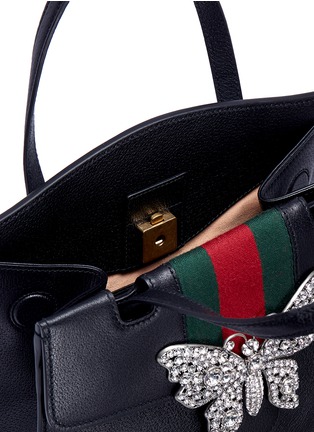 Detail View - Click To Enlarge - GUCCI - 'GucciTotem' glass crystal butterfly medium leather bag