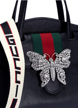Detail View - Click To Enlarge - GUCCI - 'GucciTotem' glass crystal butterfly medium leather bag