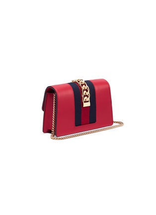 Detail View - Click To Enlarge - GUCCI - 'Sylvie' mini chain Web leather crossbody bag