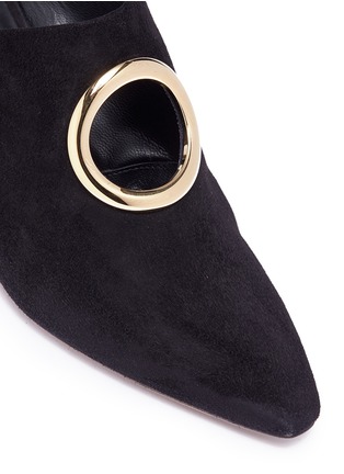 Detail View - Click To Enlarge - NEOUS - 'Pleione' block heel cutout ring suede mules