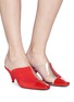 Figure View - Click To Enlarge - NEOUS - 'Psycho' cone heel clear pvc and suede mules