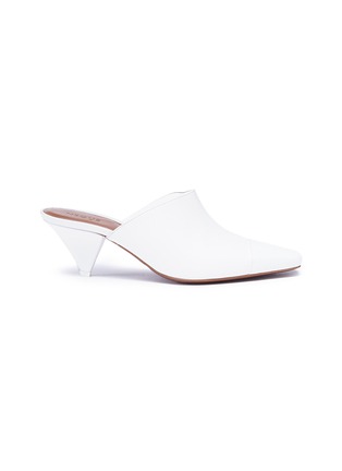 Main View - Click To Enlarge - NEOUS - 'Psycho' cone heel clear pvc and leather mules