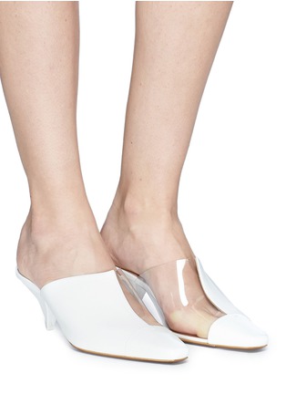 Figure View - Click To Enlarge - NEOUS - 'Psycho' cone heel clear pvc and leather mules